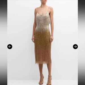 Elegant Gold and Brown Midi Dress